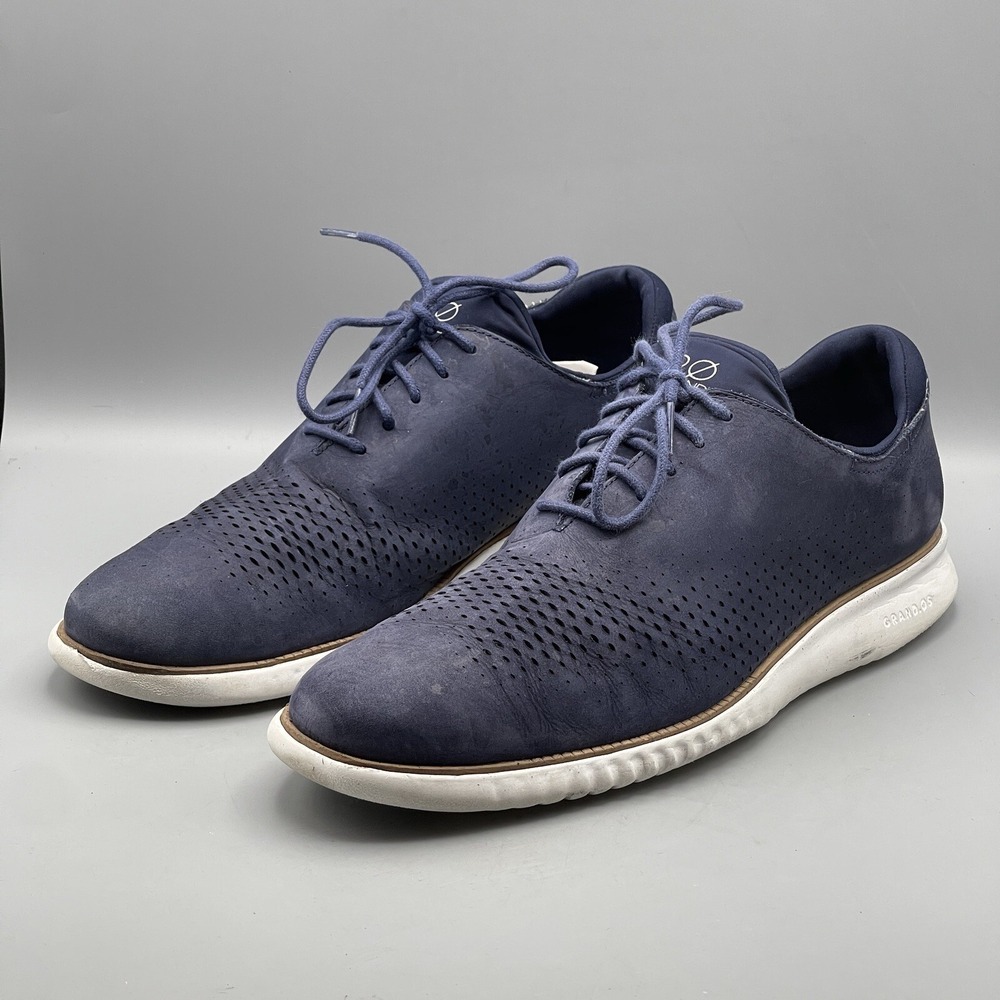 Cole Haan Men's 13 Shoes Oxford Navy Blue Leather Nubuck 2.ZeroGrand